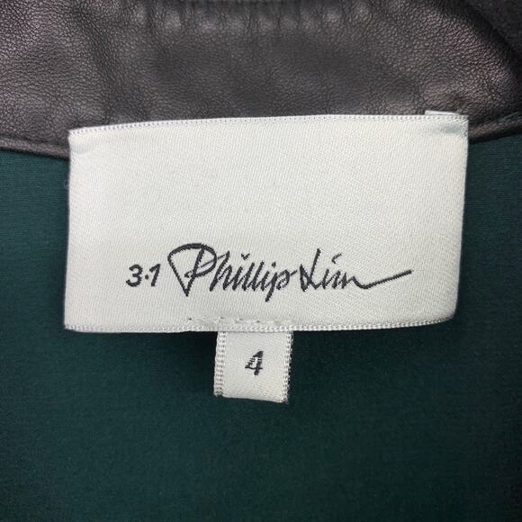 3.1 Phillip Lim Women's 4 Hi Low Chiffon Mini Dress Sleeveless Green High Neck - Picture 5 of 6